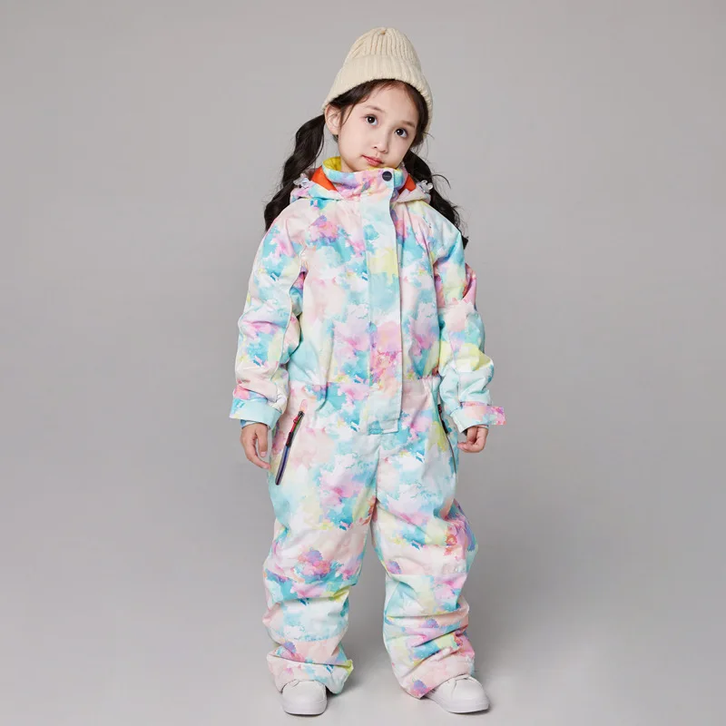 Детский лыжный костюм водонепроницаемый комбинезон для мальчиков и девочек