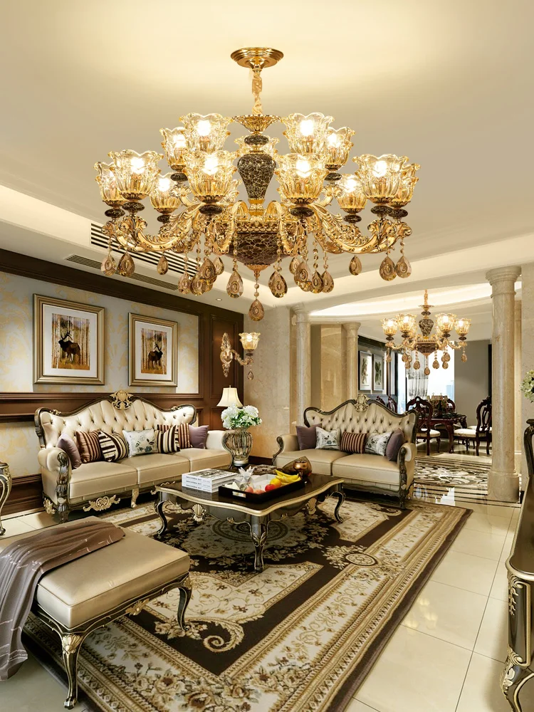 Роскошная керамическая хрустальная люстра в европейском стиле для гостиной