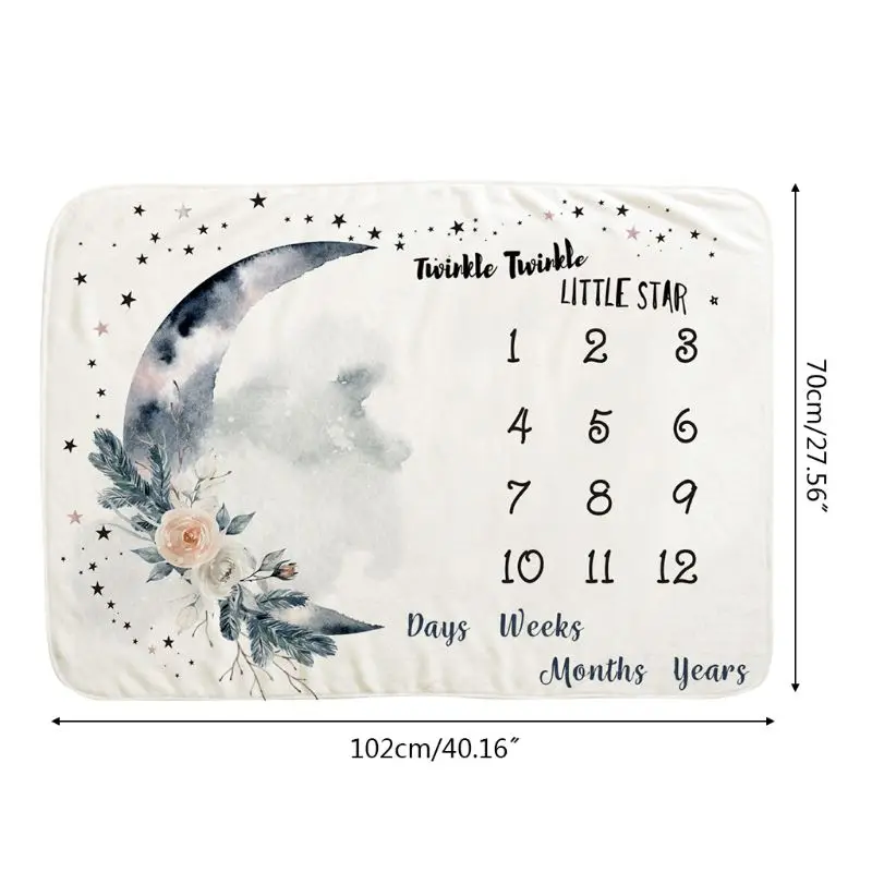 

null Baby Monthly Record Growth Milestone Blanket Newborn Photography Props Children Photo Creative Moon Flower Background Cloth