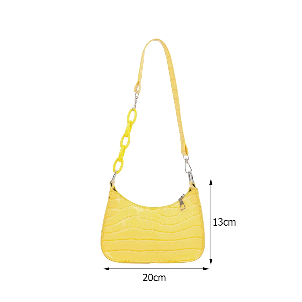 

Fashion Women Alligator Pattern Shoulder Bags PU Leather Pure Color Underarm Bag Casual Ladies Small Hobos Handbags Purse
