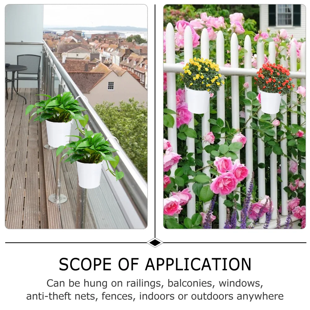 

8Pcs Home Garden Decoration Hanging Flower Pots Bucket with Detachable Hook