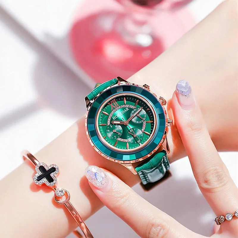 Luxury fashion casual gold women watches bracelet Women's Geneva Roman Numerals Faux Leather Analog Quartz Watch ASL |