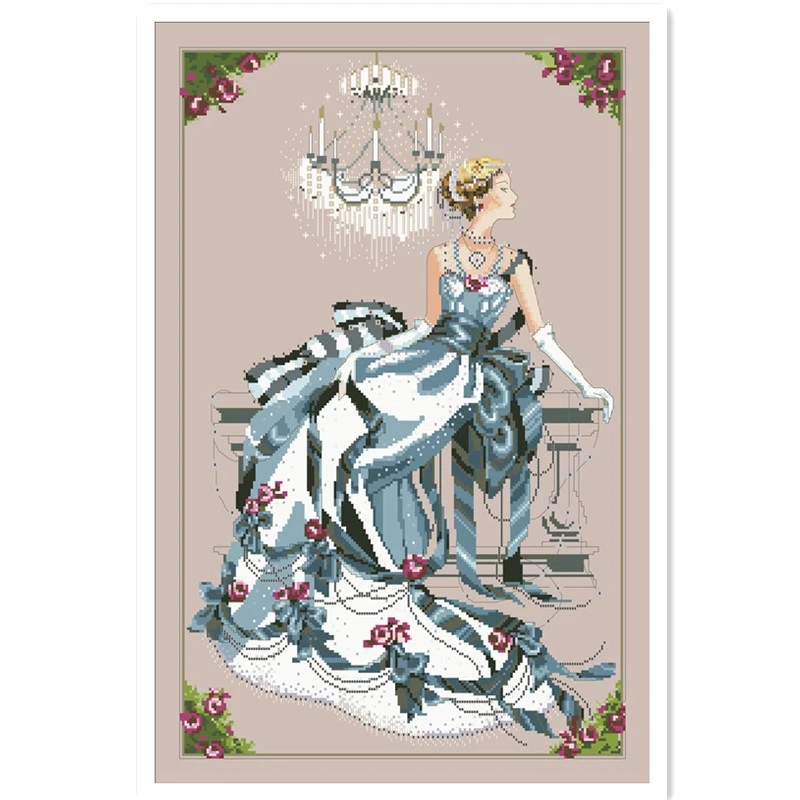 

Crystal Symphony fairy cross stitch kit people design cotton silk thread 14ct 11ct linen flaxen canvas embroidery DIY needlework