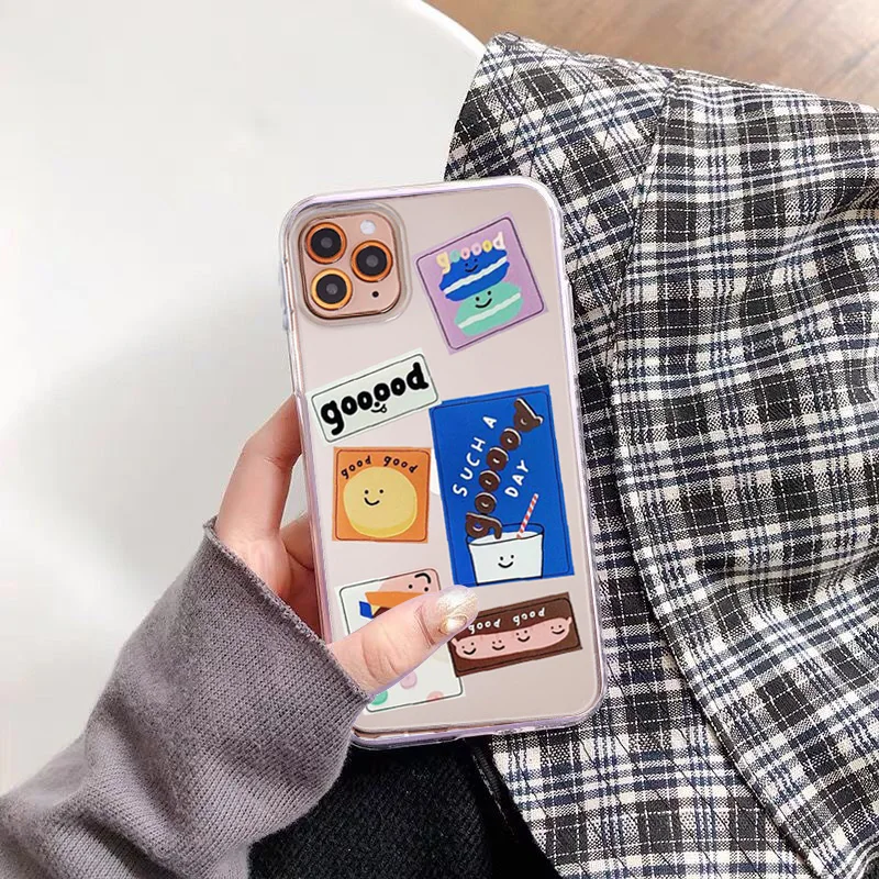funny art label clear phone case for iphone x 11 pro xs max 7 se 2020 xr 8 6 s plus cartoon food shockproof tpu cover fundas free global shipping