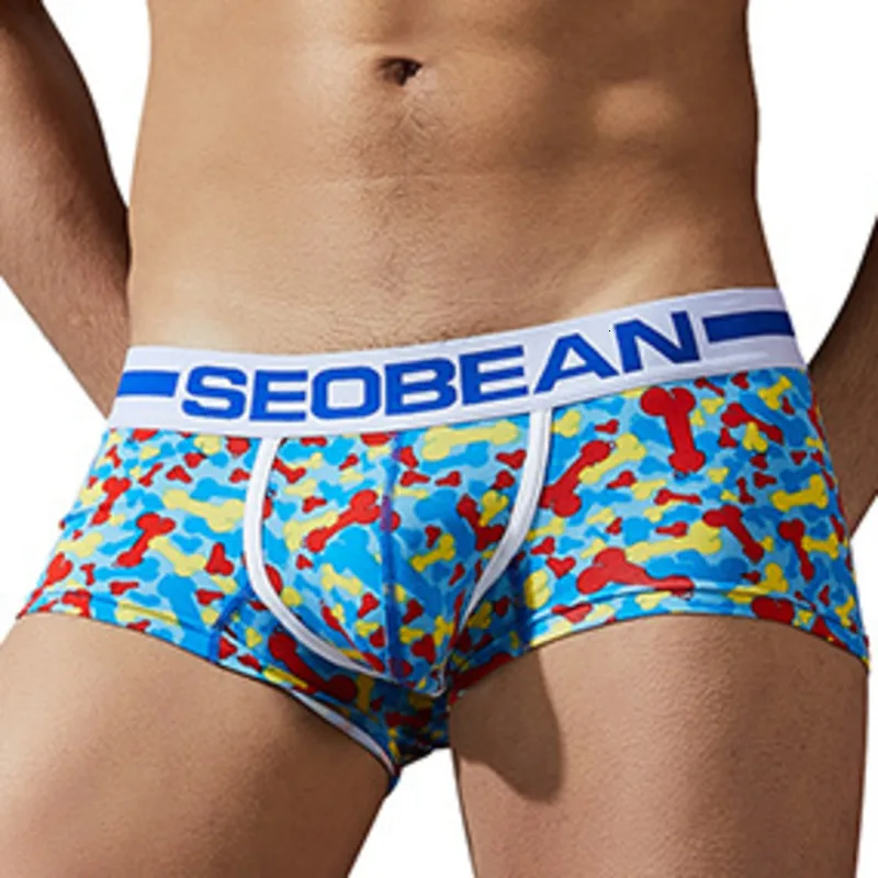 Сексуальное нижнее белье с принтом костей боксеры мужские удобные хлопковые