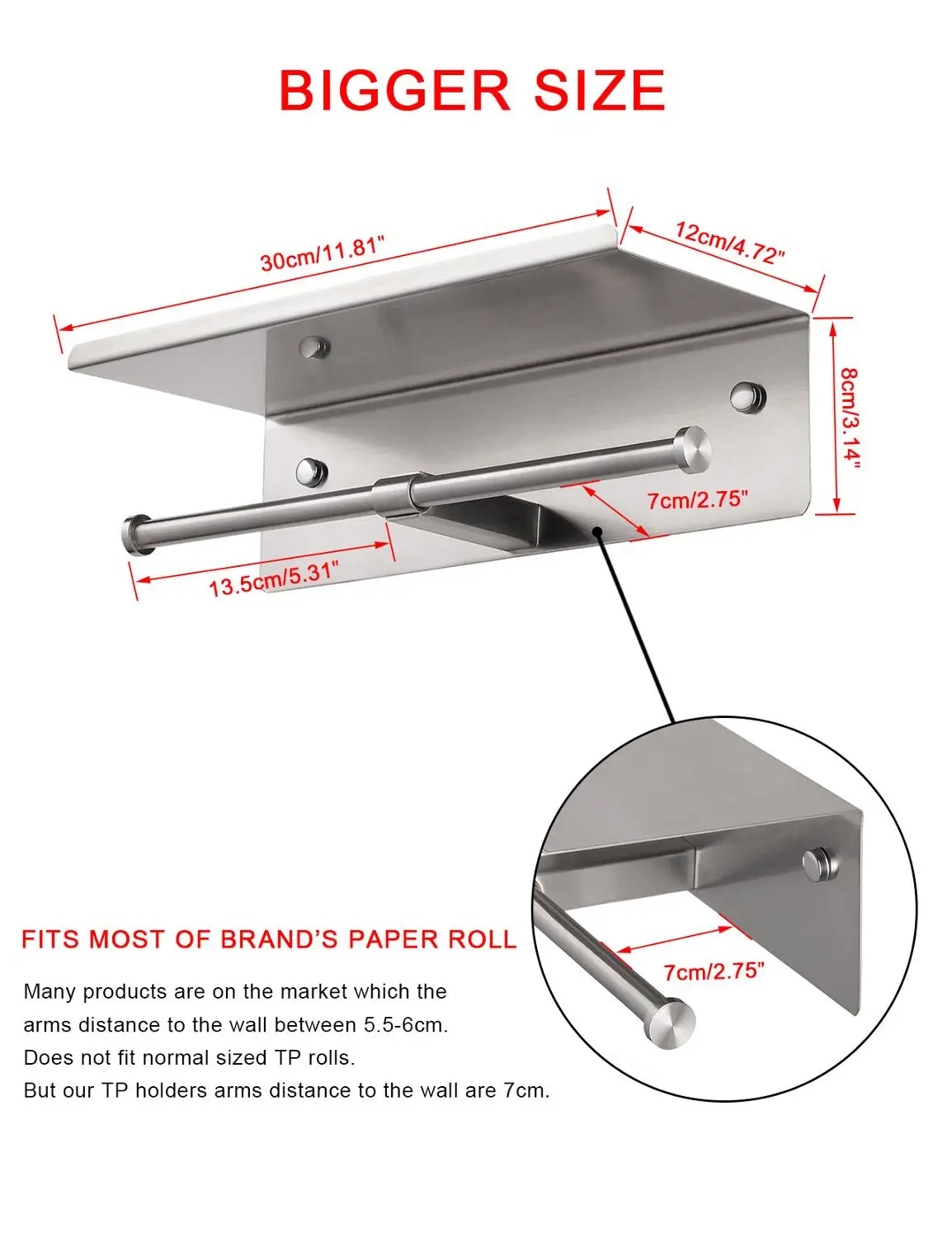 YUMORE Нержавеющая сталь Двухвалковая Бумага держатель настенный Аксессуары для