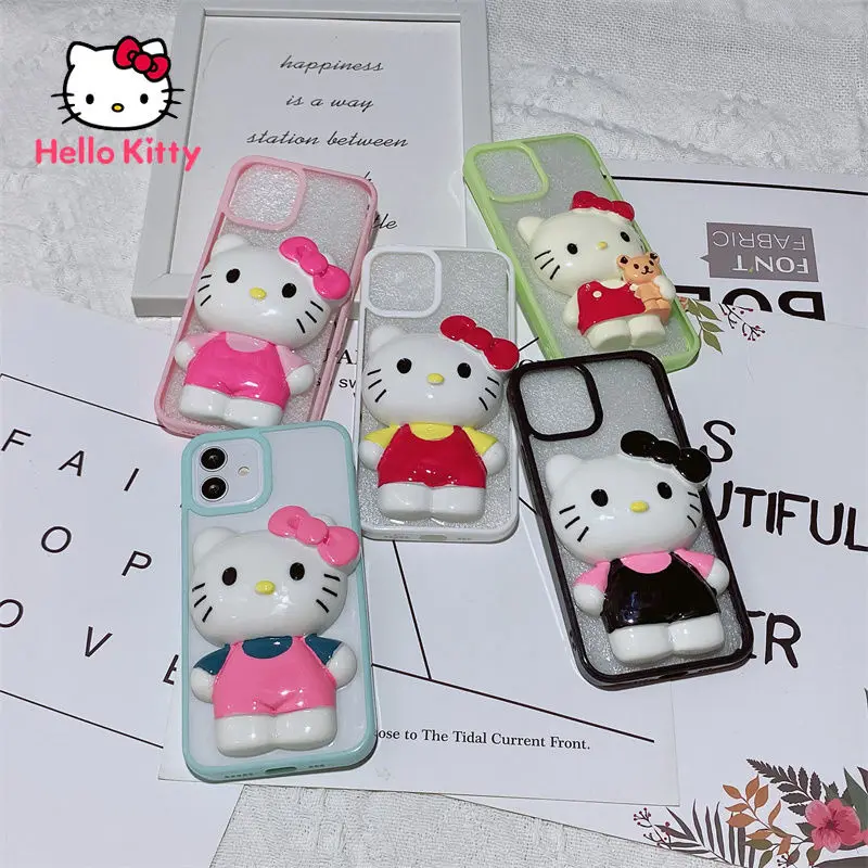 

Hello Kitty for IPhone 7/8P/X/XR/XS/XSMAX/11/12Pro/12mini Frame Three-dimensional Transparent Silicone Phone Case