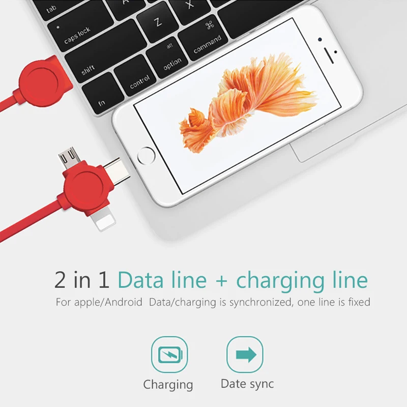 ! ACCEZZ TPE 3 в 1 Micro USB Type C Lighting кабель для зарядного устройства 8pin iPhone X 8 Plus Xiaomi Huawei Samsung