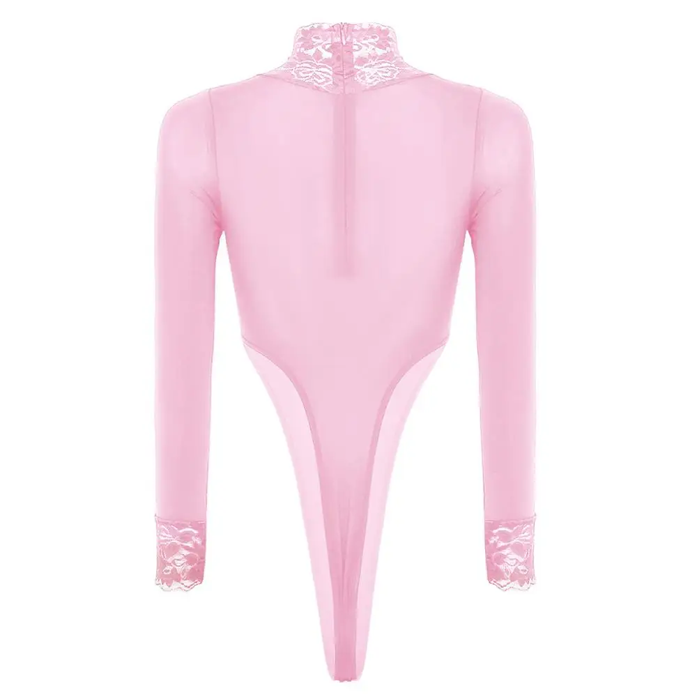 Женские кружевные стринги на молнии трико боди водолазка Цельный сексуальный