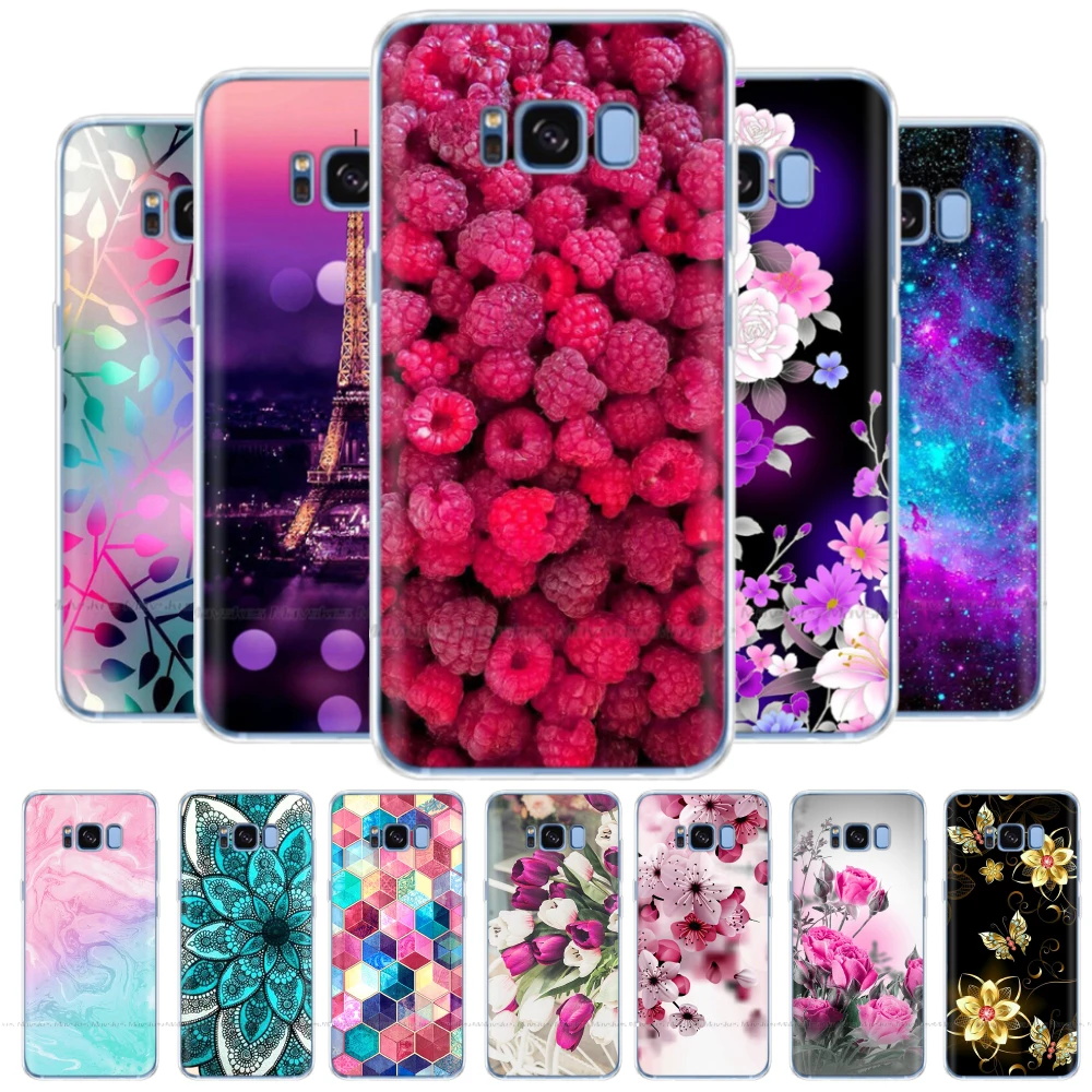 Мягкий чехол из ТПУ для Samsung Galaxy S8 телефона с милым цветочным котом полной защитой