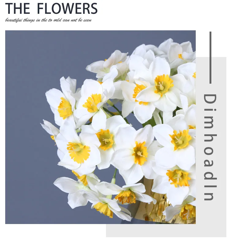

Narcissus Flower Bouquet Vintage Silk Lifelike Fake Flower Wedding Flower Indoor Party Festival Supplies Home Hotel Photography