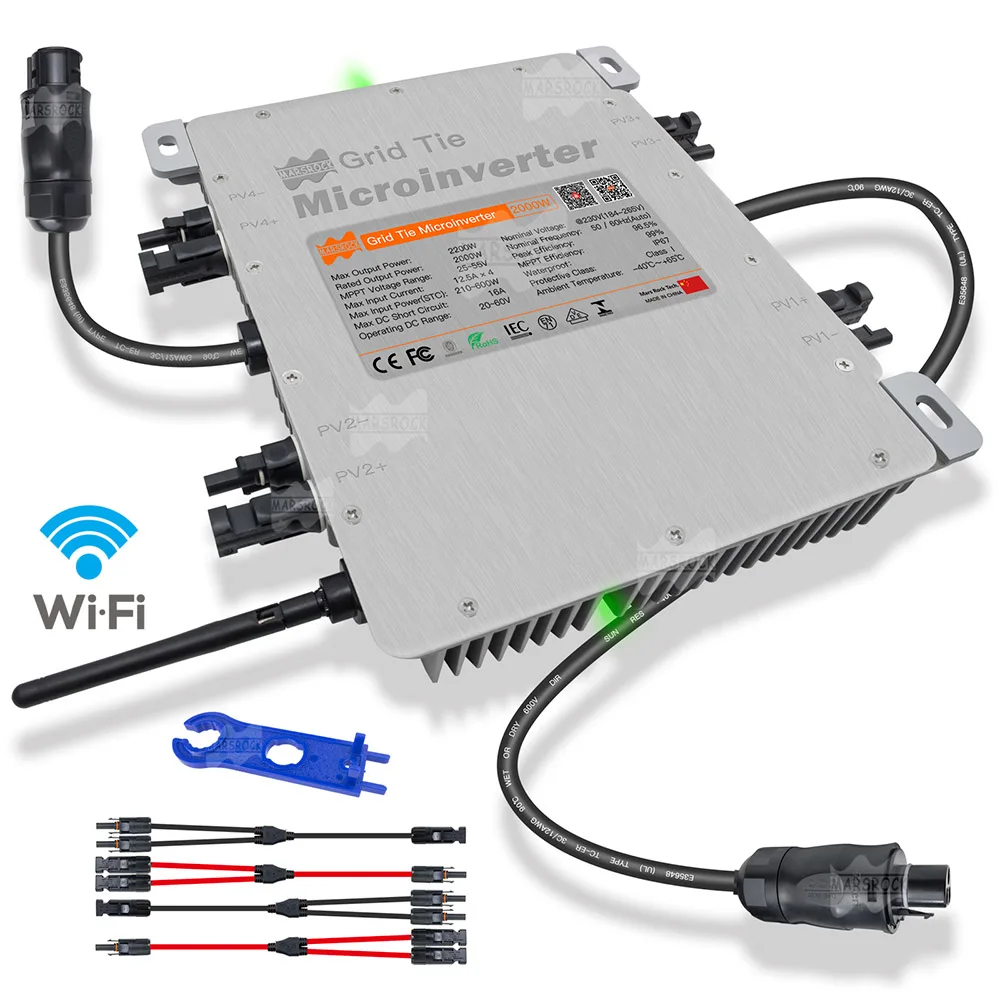 60hz com Microinversor Inmetro Grid Inversor Solar 4 Mppt Micro Painel 230vac 240v Wi-fi Embutido 2000w Tie
