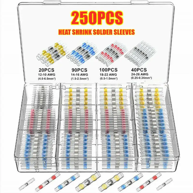 250 шт. термоусадочный трубчатый кабель для припоя соединительный набор комплект