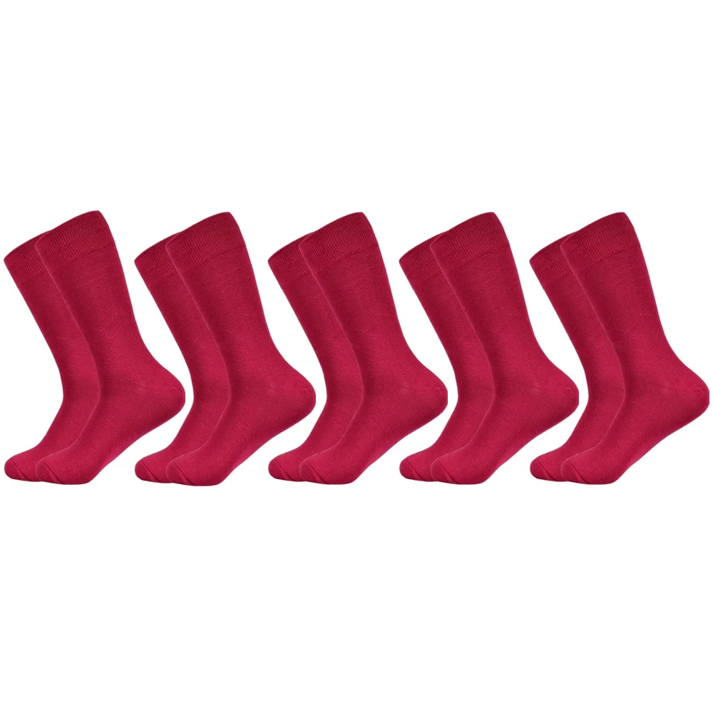 5 pairs socks-A4 Мужские носки, новинка, одноцветные хлопковые носки, черные, синие, красные, фиолетовые, желтые, зеленые носки, цветные, Полноразмерные, Классические мужские носки - Цвет: 5 pairs socks-A4
