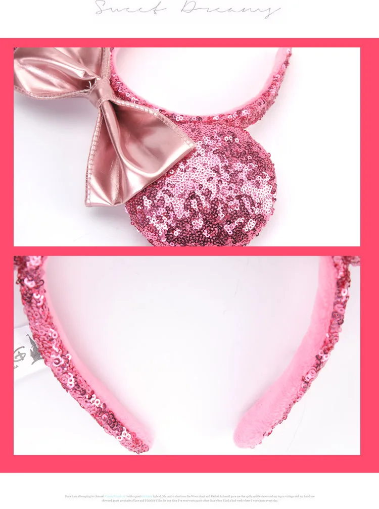 Minnie Ears Headband Sequin Bows Purple Aulani Gold Flower DOT Ariel EARS COSTUME Hallowmas Cosplay Plush Gift 11 Style | Тематическая