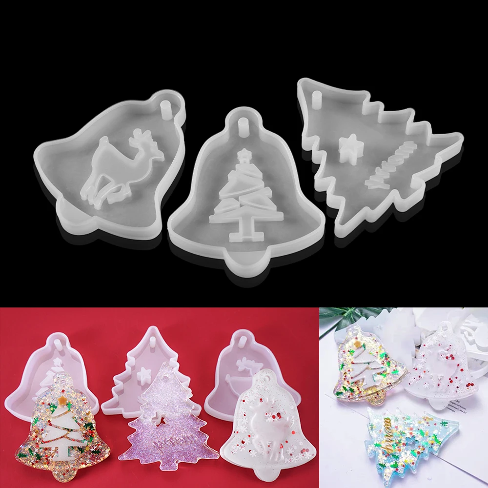 

1Pcs Christmas Tree Snowman Bell Elk Silicone Mold Epoxy Resin Pendant Keychain Molds for DIY Crafts Jewelry Making Supplies