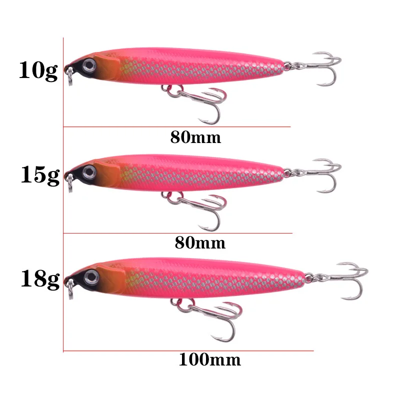 1PCS Winter Sinking Wobblers Pencil Fishing Lures 10g 14g Vibration Hard Bait Metal Hooks Artificial Baits For Pike Carp Pesca