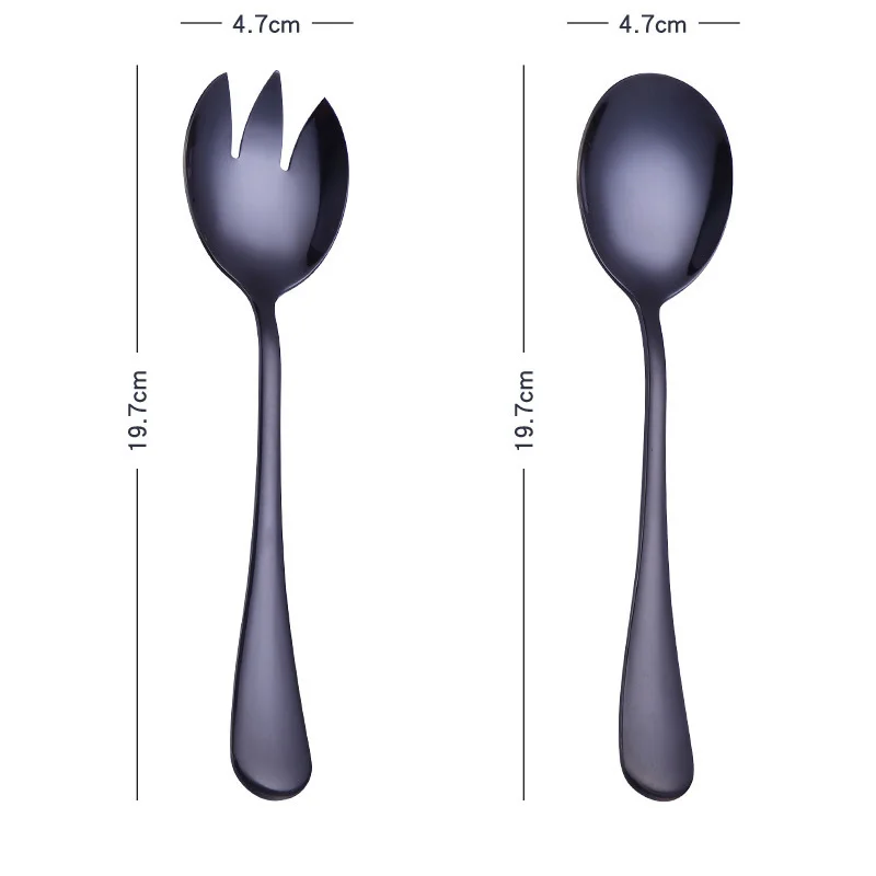 

2pcs salad spoon fork set stainless steel cutlery set Serving Spoon Set Colorful Unique Spoons Holiday gift