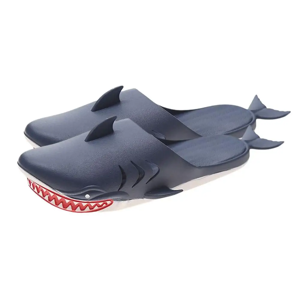 Unisex Shark Slippers wrapped toe Soft bottom Beach flip flop Fish Funny Sandals indoor outdoor Shark Flat shoes lady Slippers