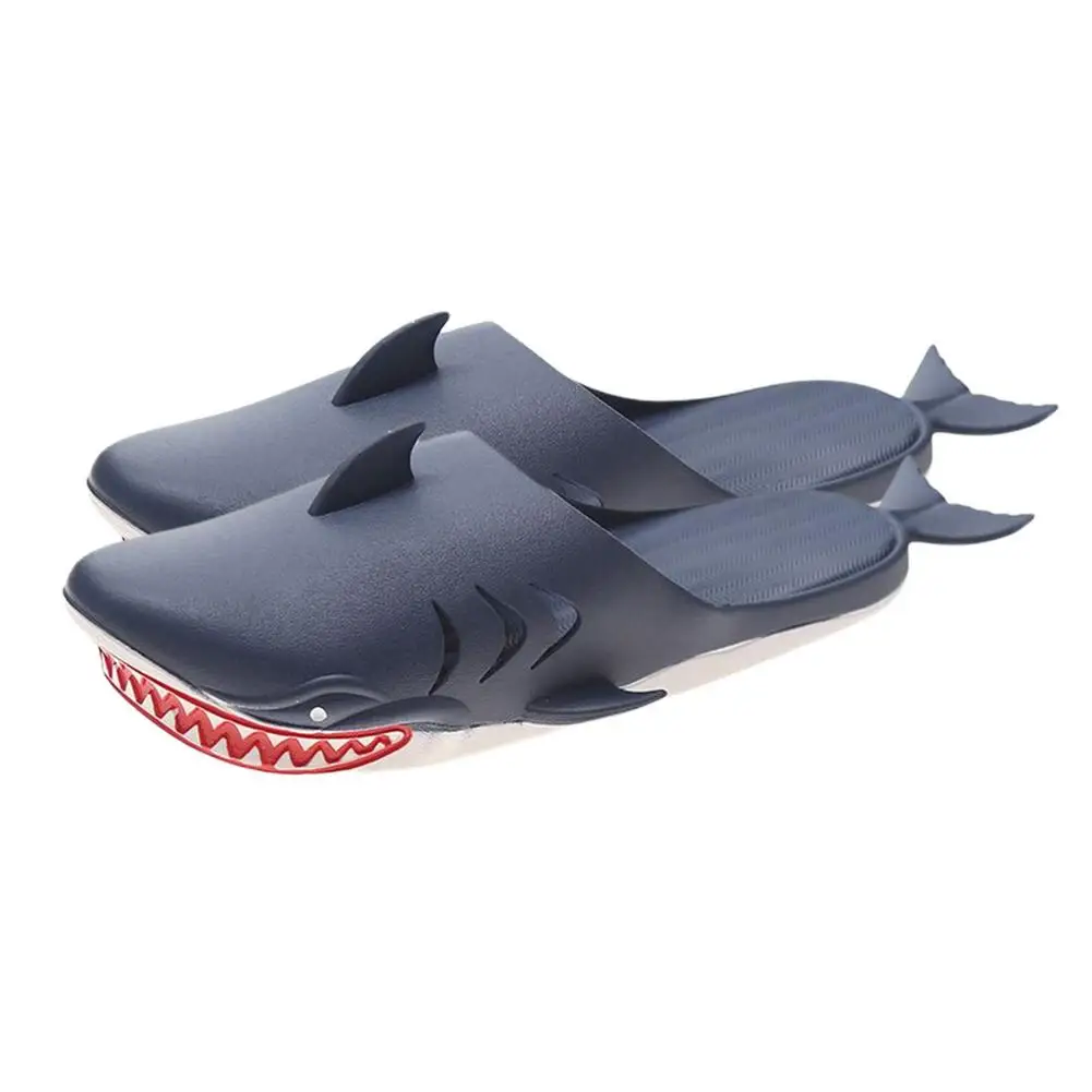 

Unisex Shark Slippers wrapped toe Soft bottom Beach flip flop Fish Funny Sandals indoor outdoor Shark Flat shoes lady Slippers