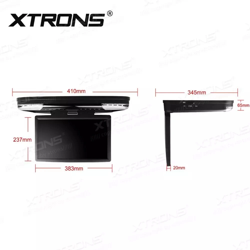 Автомобильный DVD проигрыватель Xtrons HD 15 6 P с креплением на крышу монитором высоты