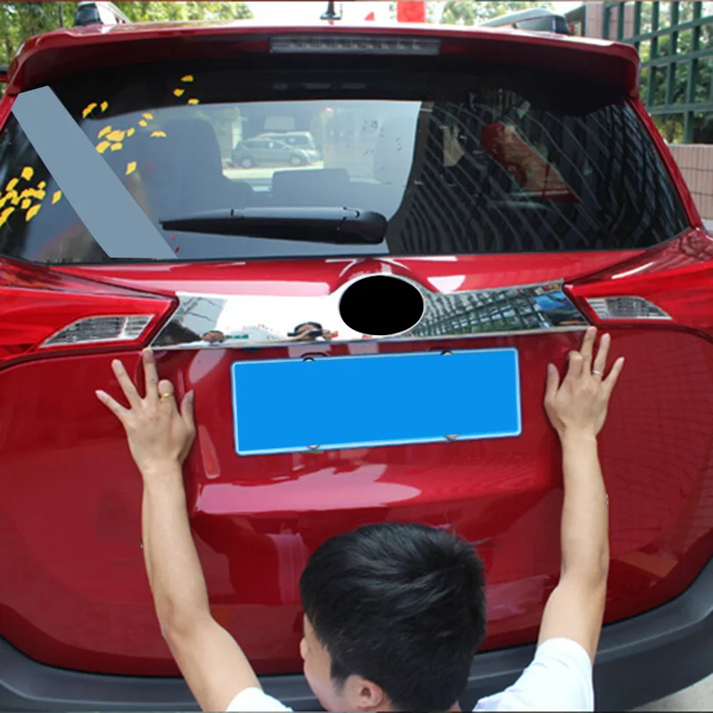 lsrtw2017 car rear window logo trims for toyota rav4 2013 2014 2015 2016 2017 2018 xa40 auto accessories chrome styling | Автомобили и