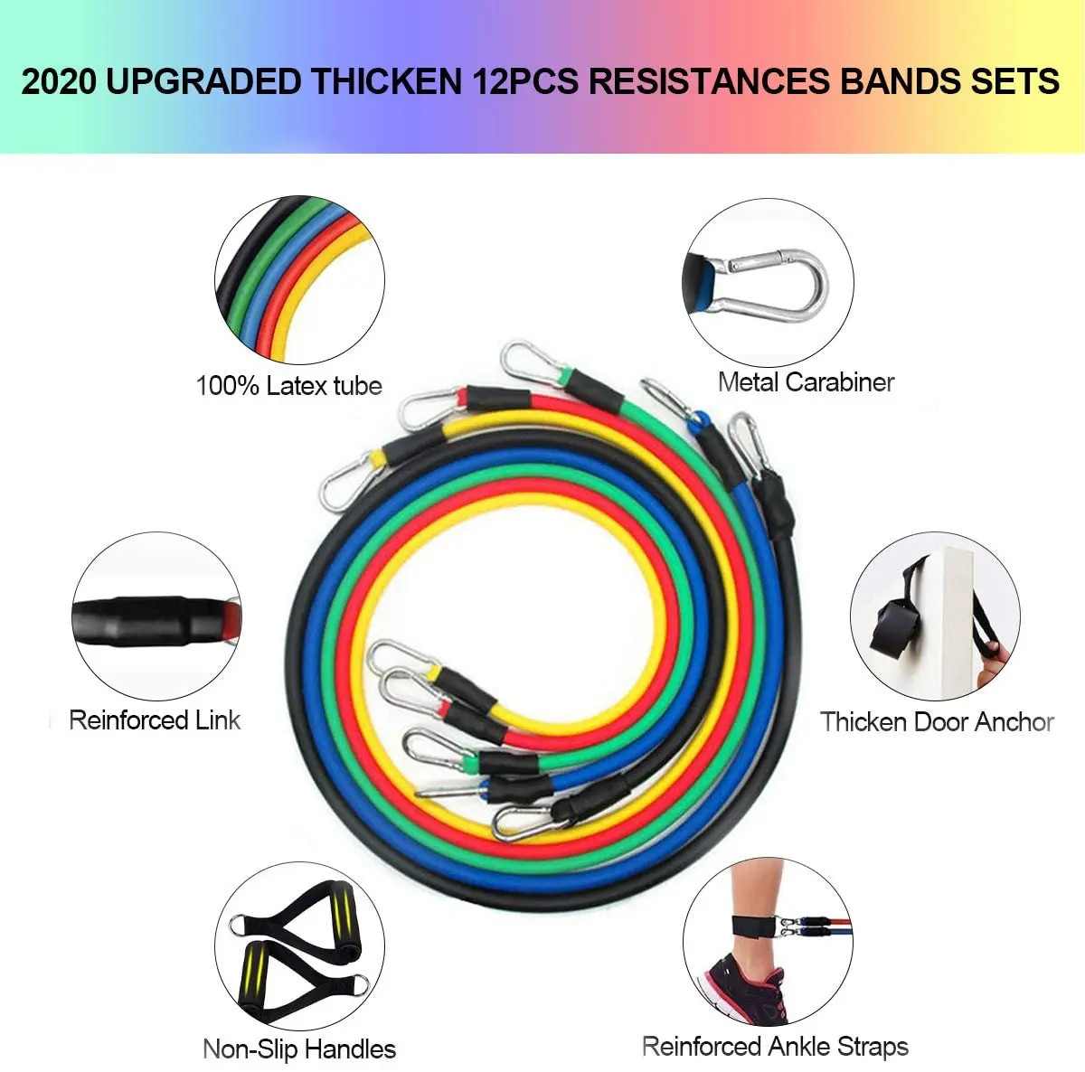 11 шт./компл. латексные Эспандеры набор с ручками для тренировки мышц силовых