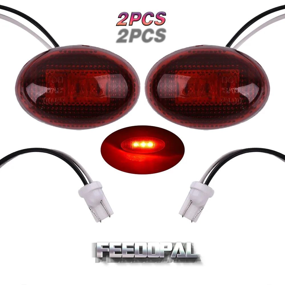 FEEDOPAL 2Pcs LED Dually Bed Front/Rear Side Marker Light Fender Lamp Amber Or Red Color Shell For 1999-2010 Ford F150 F350 | Автомобили и