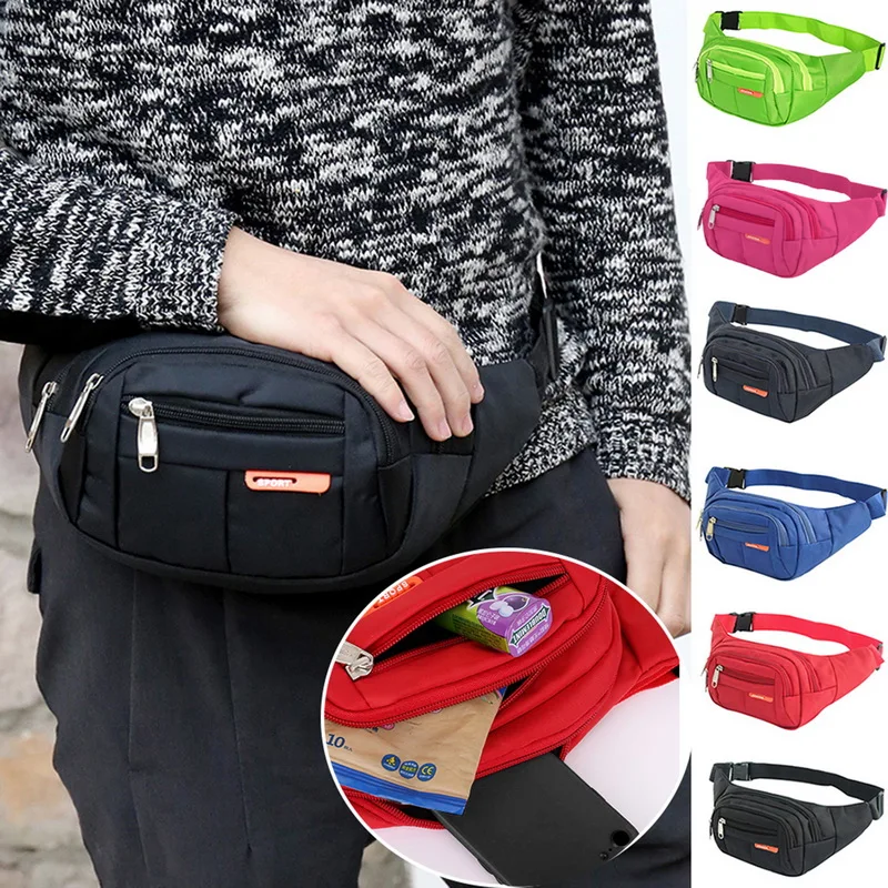 

Sports Man Belt Pouch Fanny Pack Men Women Waist Bag Waterproof Crossbody Bags Phone Banana Bags Female Belt Bags