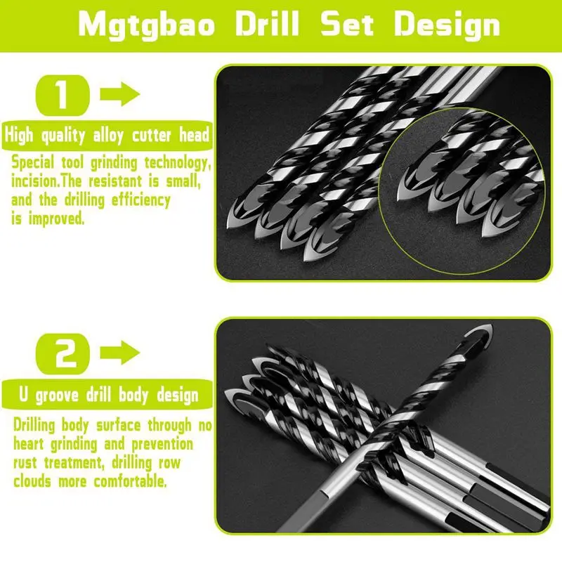 

6PCS Ceramic Tile Drill Bits,Masonry Drill Bits Set for Glass, Brick, Concrete, Wood Tungsten Carbide Tip for Wall Mirror and Ce