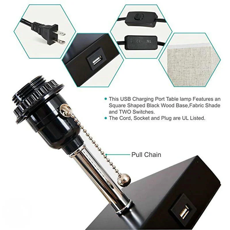 Современный дизайн прикроватные настольные лампы с разъемом ЕС зарядный порт