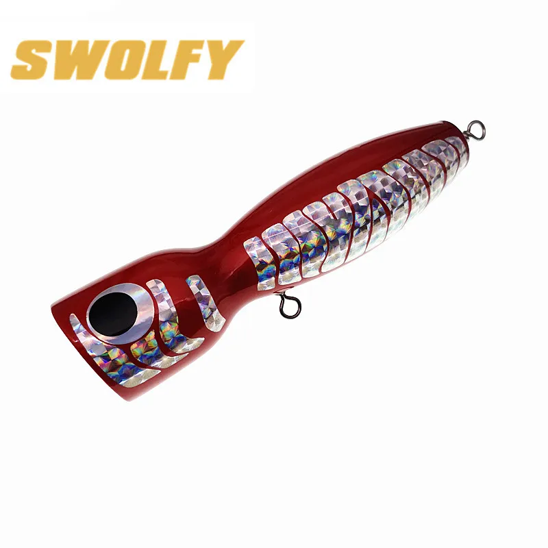 SWOLFY 4 шт. 175 мм 120 г морской деревянный Поппер рыболовная приманка Big Game Topwater