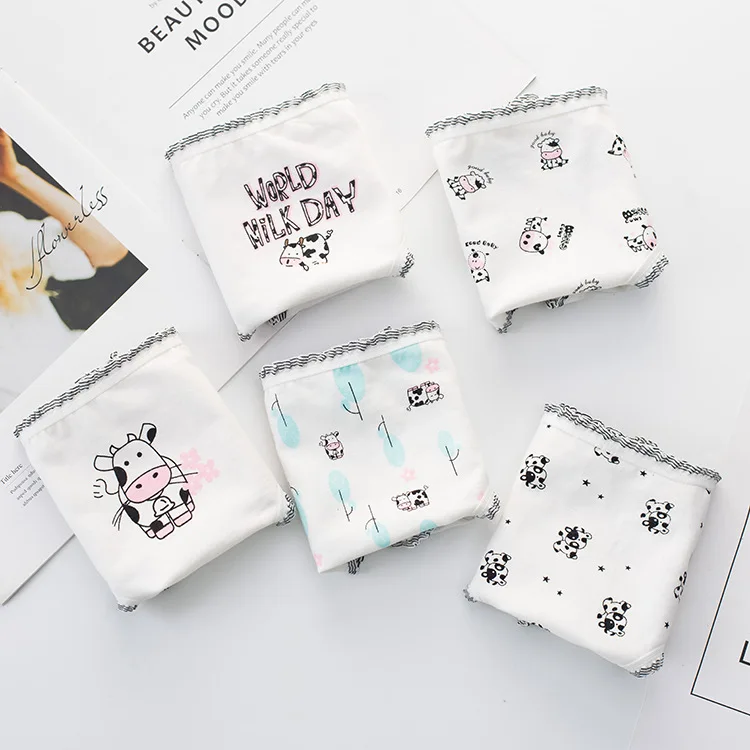 Трусики для девочек размера плюс милые трусики с рисунком коровы из молока