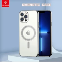 2022 new magnetic wireless electroplating frame transparent soft silicone phone case for iphone 13 12 11 mini pro max covers