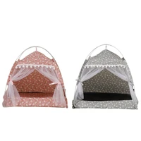 lovely pet comfortable breathable summer bed cat nest semi enclosed cat tent pet hut shelter with screen door cat house