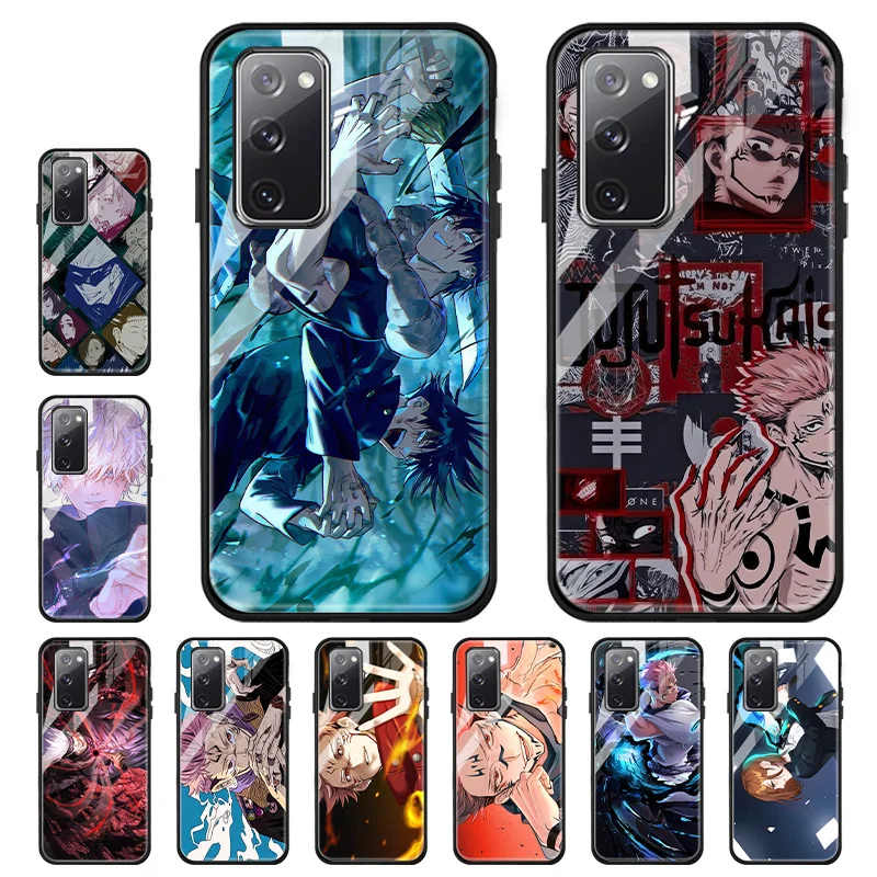 

Jujutsu Kaisen Glass Case For Samsung S21 Case Tempered Glass Anime Cover For Samsung S20 FE S22 S21 Ultra S10 S9 Plus S10e Case