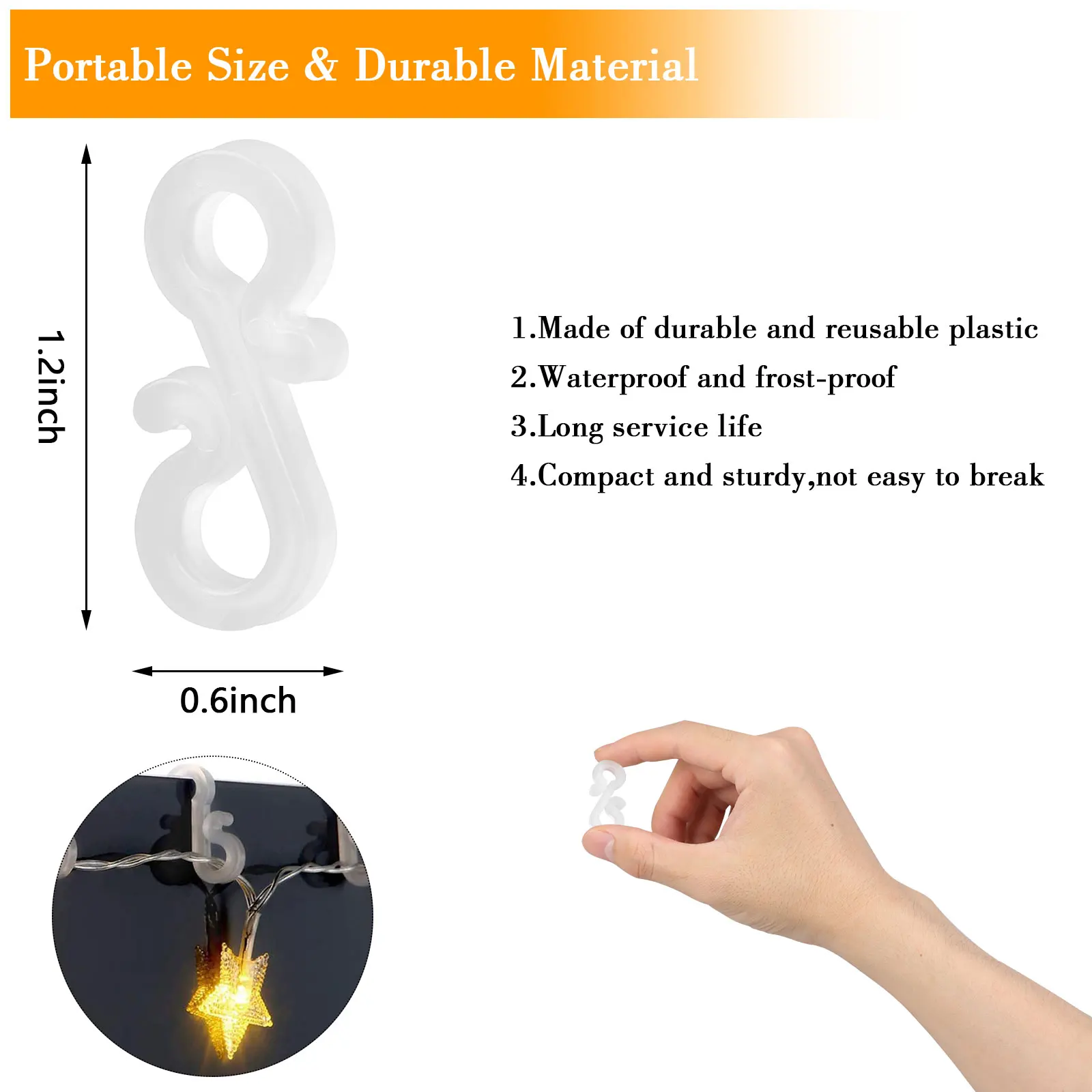 

Plastic Gutter Hooks, Outdoor Light Hooks Clips, S Clip Hooks For Christmas