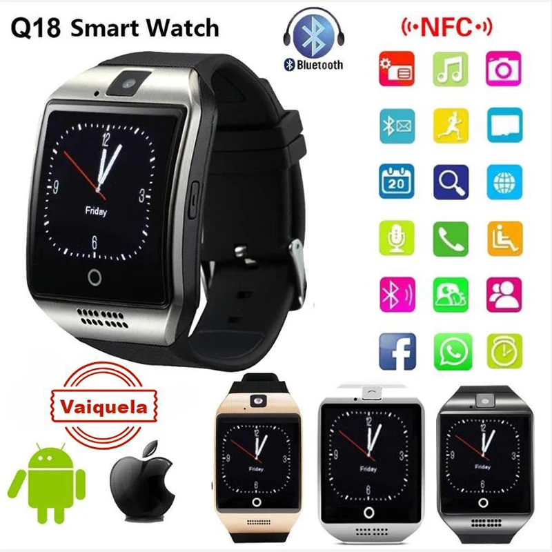 

Men's Watches Smart watch Q18 Camera Bluetooth smartwatch 2021 SIM TF Card Women Fitness Bracelet pk amazfit neo gts gt08 A1 X6