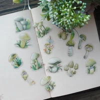 44pcs moss green mushrooms style sticker scrapbooking diy gift packing label decoration tag