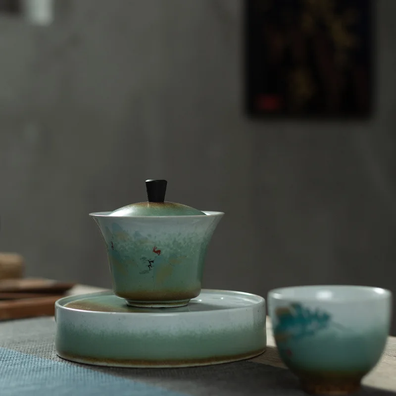 Sancai Tureen набор подшипников для горшков античный сине белый чай Термостойкая