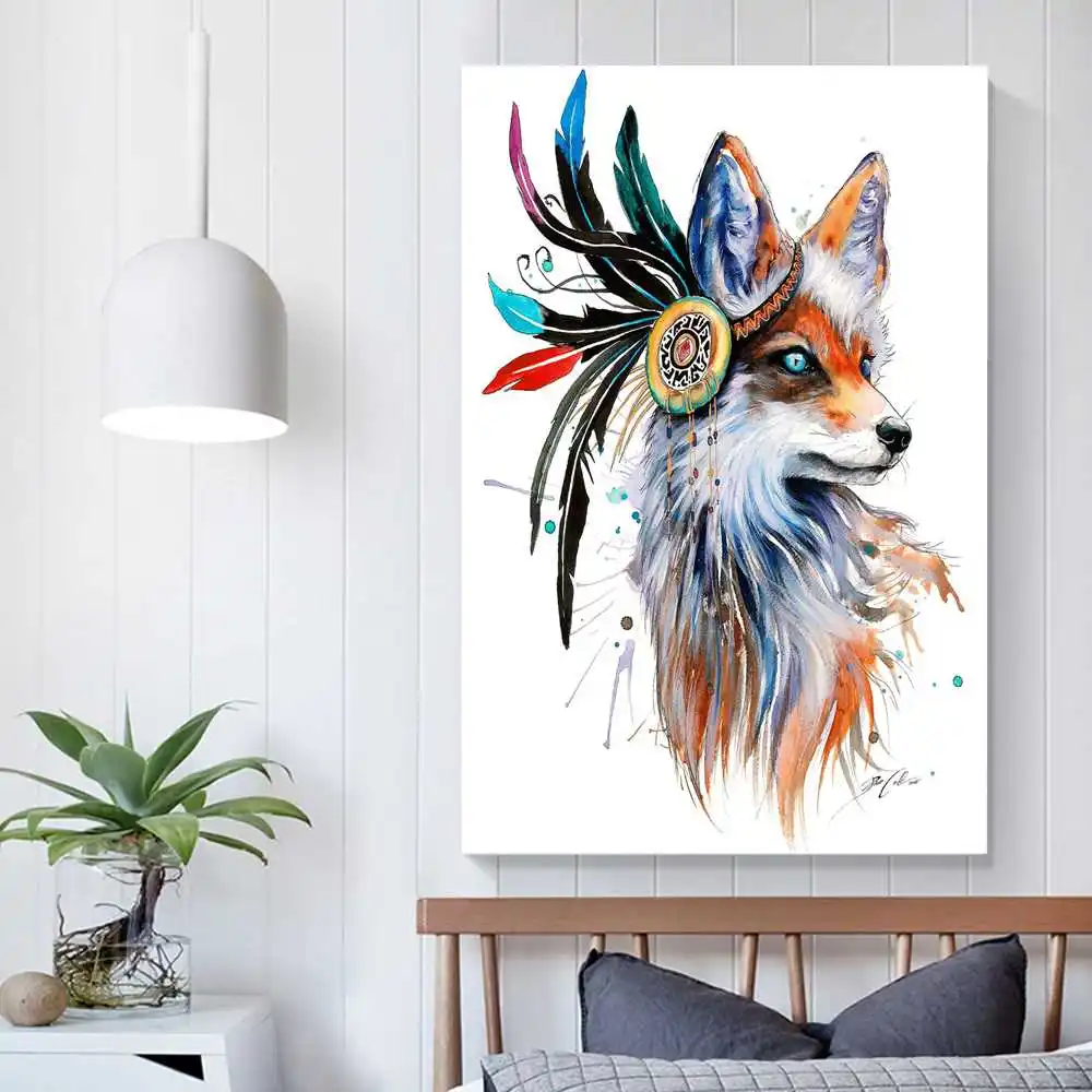 

Fox Abstract posters for boys room animal decoration Poster Canvas Print wall ornament