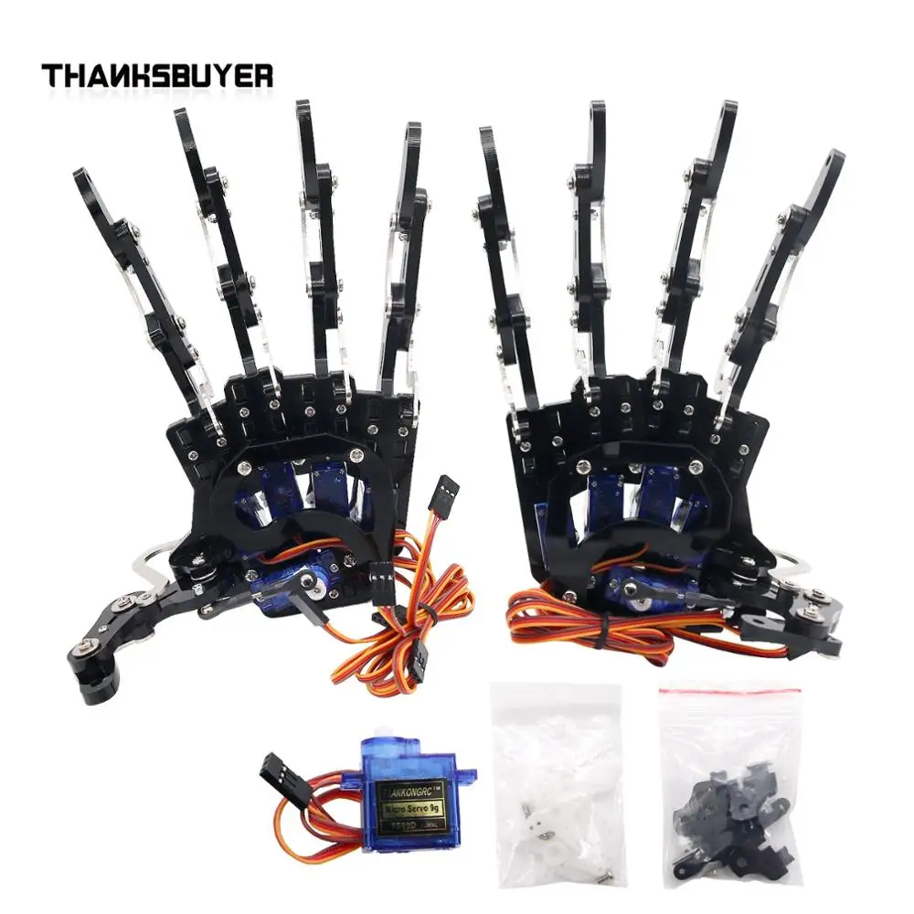 Robot Right & Left Hand with Servos Five Fingers Clamper Claw Gripper Mechanical Arm for Assembled for DIY