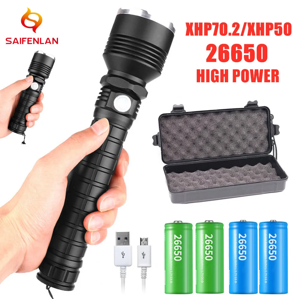 Мощный светодиодный тактический фонарь XHP70 XHP70.2 XHP50 USB Перезаряжаемый супер яркий
