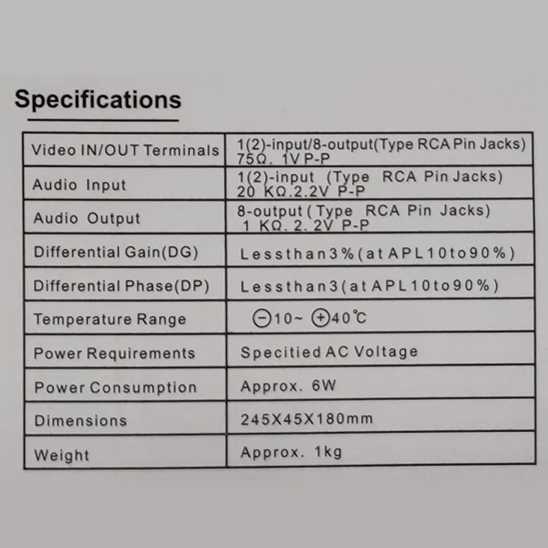 

AV Switch Box 8 in 1 Out AV Audio Video Signal Composite RCA Switcher 8 to 1 Audio and Video Switcher