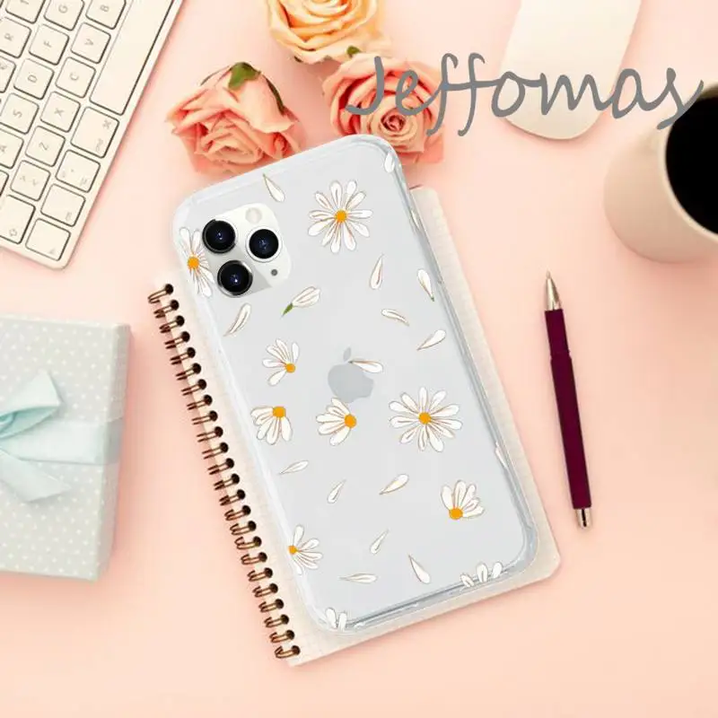 

Summer daisy flowers fashion Phone Case Transparent soft For iphone 5 5s 5c se 6 6s 7 8 11 12 plus mini x xs xr pro max