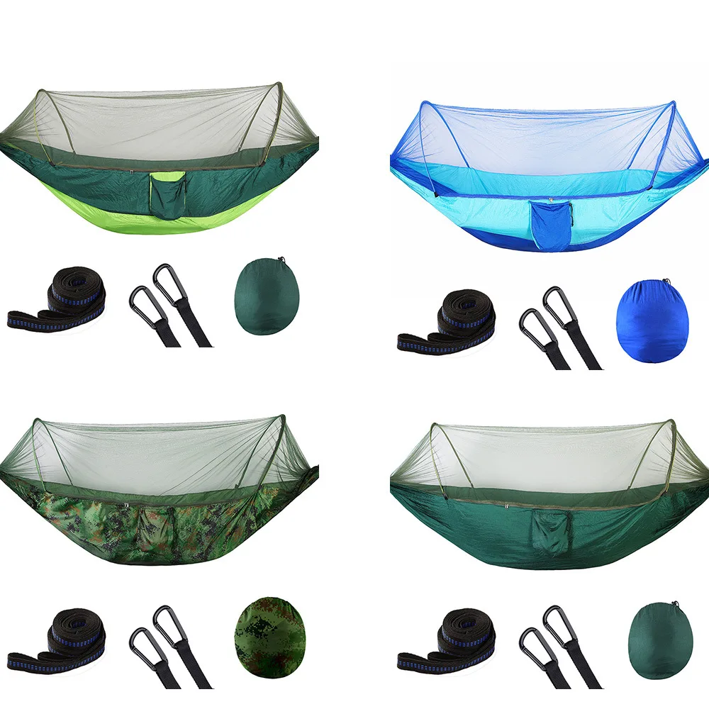 

Camping Hammock and Mosquito Net Tent Tree Straps,Portable Single Double Nylon Parachute Hammock Rainfly Set for Hiking Travel