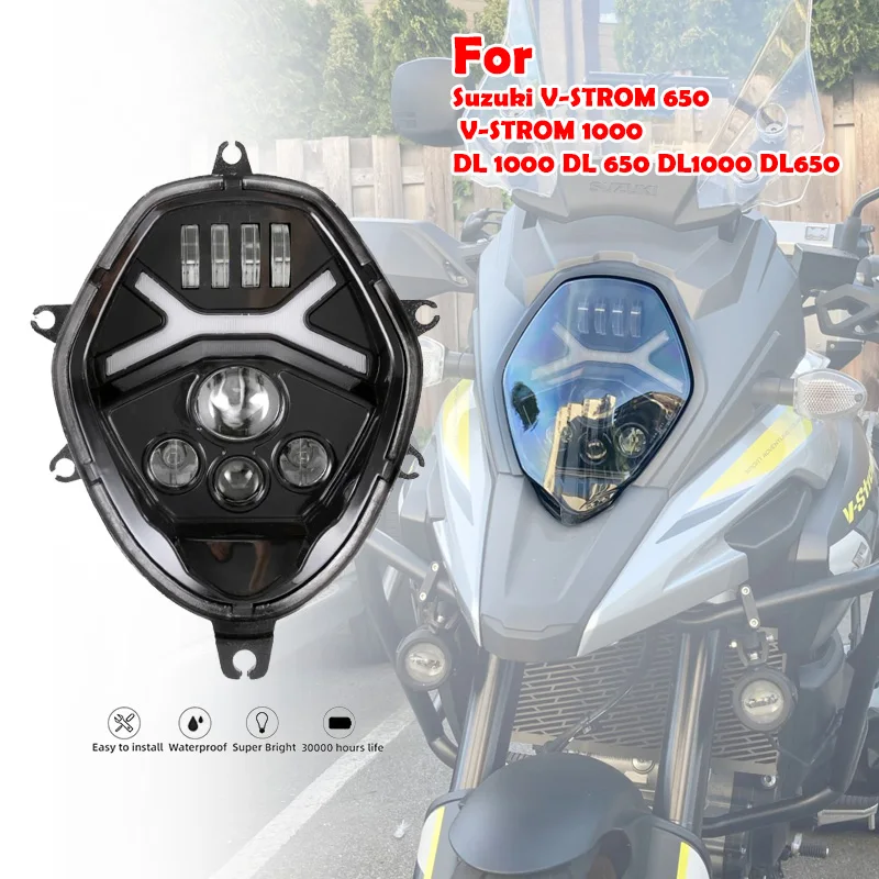 Черная светодиодная фара с сертификатом CE налобный фонарь ореолом для Suzuki V-STROM 650