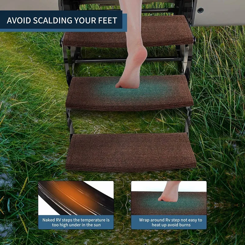 

3 упаковки крышек для ступенек RV, 22-дюймовые крышки для ступенек с широким радиусом для кемпера, ковер для 8-11-дюймового трейлера, трейлера, ле...
