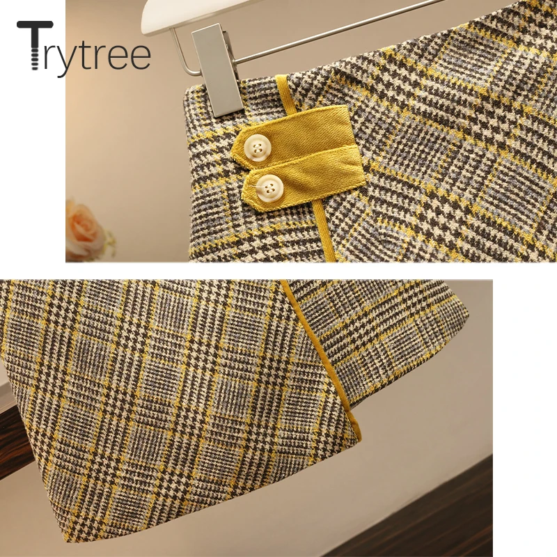 Trytree 2019 осенне-зимний комплект из двух предметов повседневный клетчатый