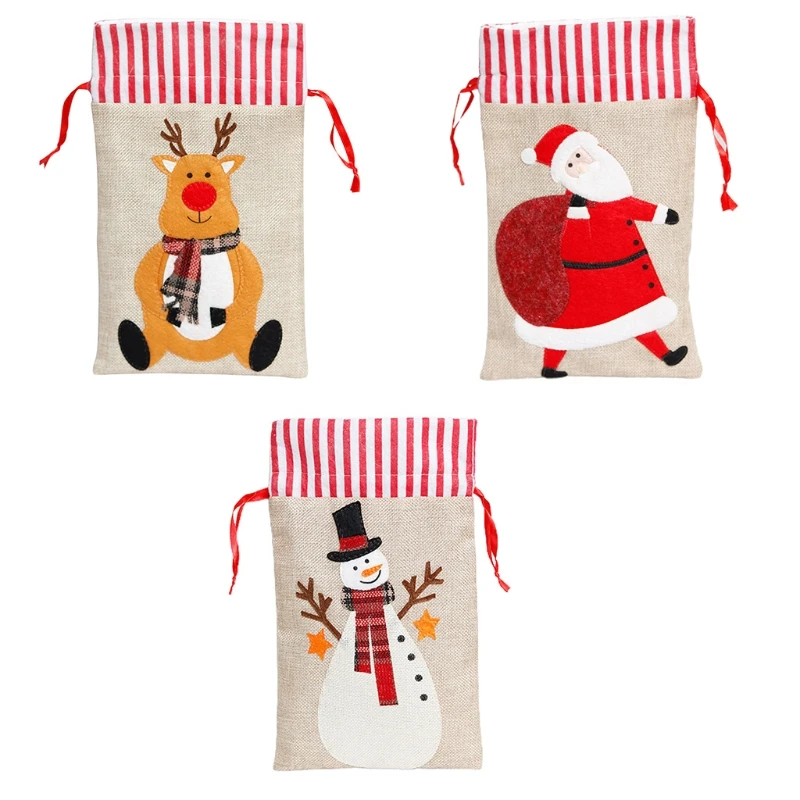 

Y166 Christmas Pouch Bags Xmas Goody Bags Holiday Drawstring Gift Bags Home Decor